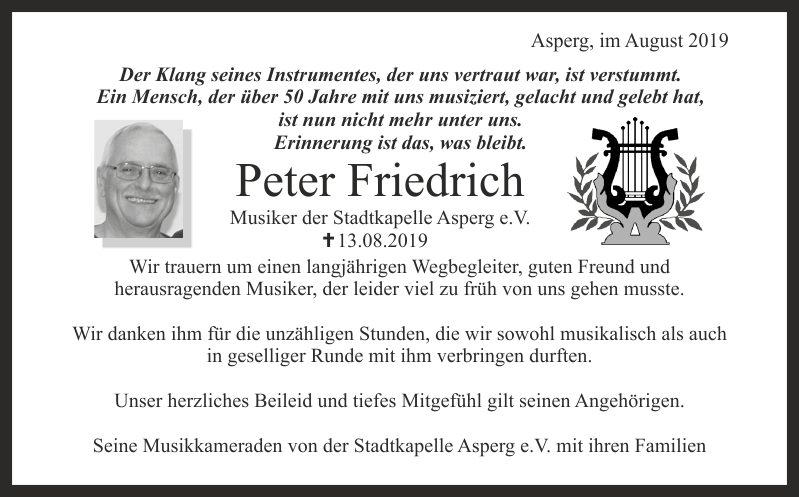 2019 08 20 Nachruf Peter Friedrich Web